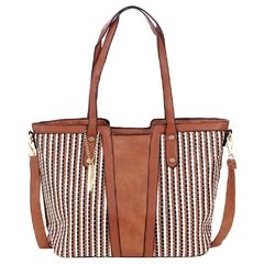 Bolsa Feminina em Satchel e Couro PU Luxo Em Tressê Colorido Com Pingente Alça Regulável