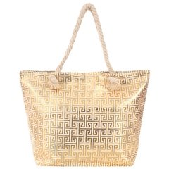 Bolsa Sacola Feminina Dourada De Ombro Detalhes Em Glitter Com Alça Dupla de Corda trançada Naval - comprar online