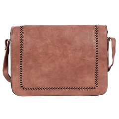 Bolsa Transversal Feminina Em Alto Relevo Com Tressê Estilo Folk