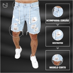 Bermuda Jeans Masculina Curta Rasgada na internet