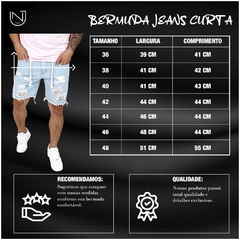 Bermuda Jeans Masculina Curta Rasgada - LUKAHE - Moda e Acessórios