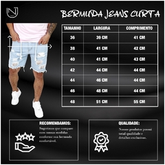 Bermuda Jeans Masculina Curta Rasgada