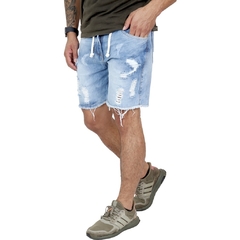 Bermuda Jeans Masculina Curta Rasgada - comprar online