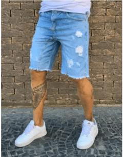 Bermuda Jeans Masculina Destroyed Rasgada - loja online
