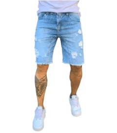 Bermuda Jeans Masculina Destroyed Rasgada