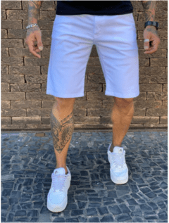 Bermuda Masculina Jeans Branca - LUKAHE - Moda e Acessórios