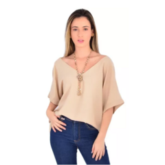 Blusa Feminina Manga 3/4 Gola V Básica - LUKAHE - Moda e Acessórios