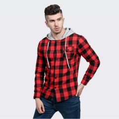 Blusa Xadrez Masculina com Touca de Moletom - LUKAHE - Moda e Acessórios