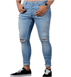 Calca Jeans skinny destroyed Azul Escuro na internet