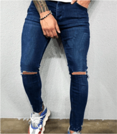 Calca Jeans skinny destroyed Azul - LUKAHE - Moda e Acessórios