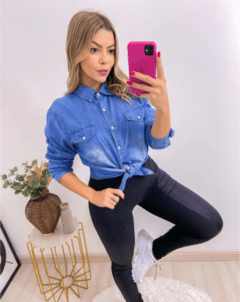 Camisa Jenas Feminina Long Azul - loja online