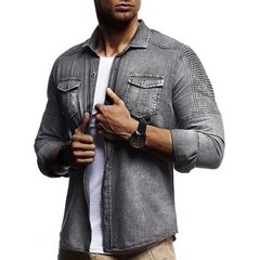 Camisa jeans cheap cinza masculina