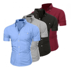 Camisa Masculina Social Slim Manga Curta - comprar online