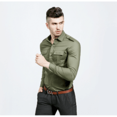 Camisa Masculina Militar Slim Com Bolsos - loja online