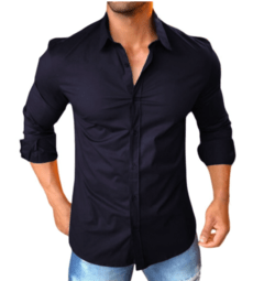 Camisa Masculina Manga Longa Slim Fit Lisa