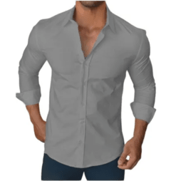 Camisa Masculina Manga Longa Slim Fit Lisa - loja online