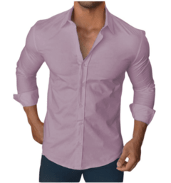 Imagem do Camisa Masculina Manga Longa Slim Fit Lisa