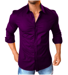 Camisa Masculina Manga Longa Slim Fit Lisa