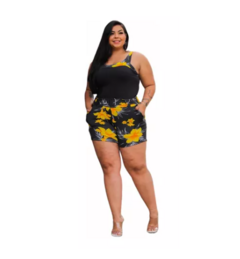 Conjunto Feminino Plus Size Floral Blusinha + Shorts