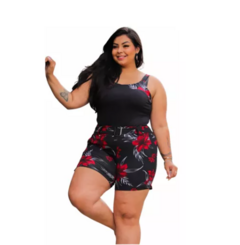 Conjunto Feminino Plus Size Floral Blusinha + Shorts na internet