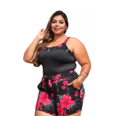 Conjunto Feminino Plus Size Floral Blusinha + Shorts na internet