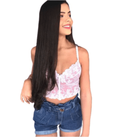 Cropped Renda Tule De Flor Real Guipir Top Alcinha - LUKAHE - Moda e Acessórios