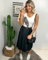 Saia Feminina Midi Plissada em Crepe - LUKAHE - Moda e Acessórios