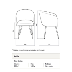 SILLA OFICINA RECEPCION BARI CROMADO - tienda online