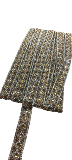 Strass vidrio oro termoadhesivo x 4.5 mts.