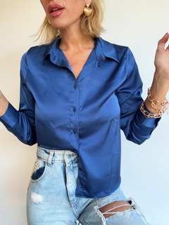 Camisa saten• REGINA blue• - LA TIENDA by Me!