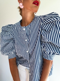 Camisa• JUSTINA blue lines•