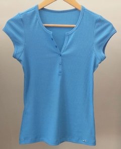 Blusa basic malha canelada Rosa/Azul/Rosa pink - comprar online