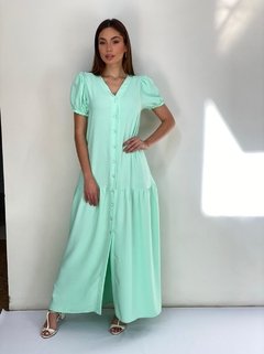 Vestido crepe begônia verde agua