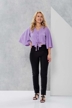 Blusa amarração frente crepe matira Lavanda / Rosa seco