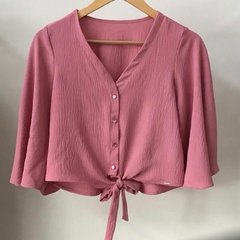 Blusa amarração frente crepe matira Lavanda / Rosa seco - comprar online