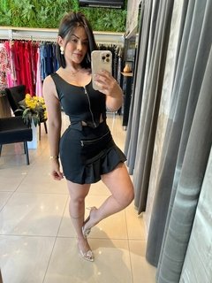 Conjunto cropped e short saia forrado preto - loja online