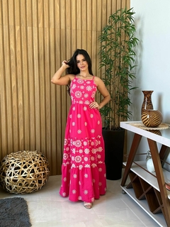 Vestido bordado em flores - loja online