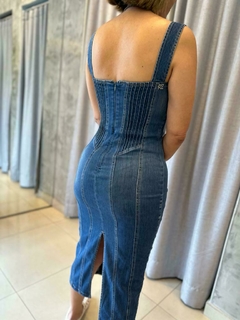 Vestido razzo midi jeans nervuras - comprar online