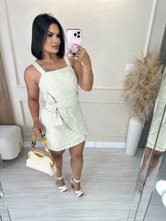 Vestido Ayla linho cru com bordado - loja online