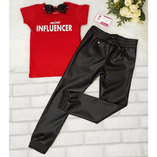 Conjunto Influencer ( blusa em cotton egípcio, calça jogger couro ecológico)