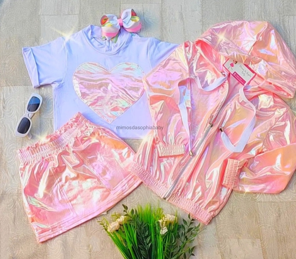 Jaqueta holografica best sale rosa