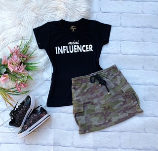 Conjunto mini influencer ( blusa em cotton egípcio, saia com shorts por baixo)