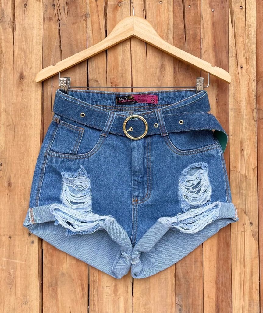 Shorts Jeans com Cinto Encapado - Heaven Store