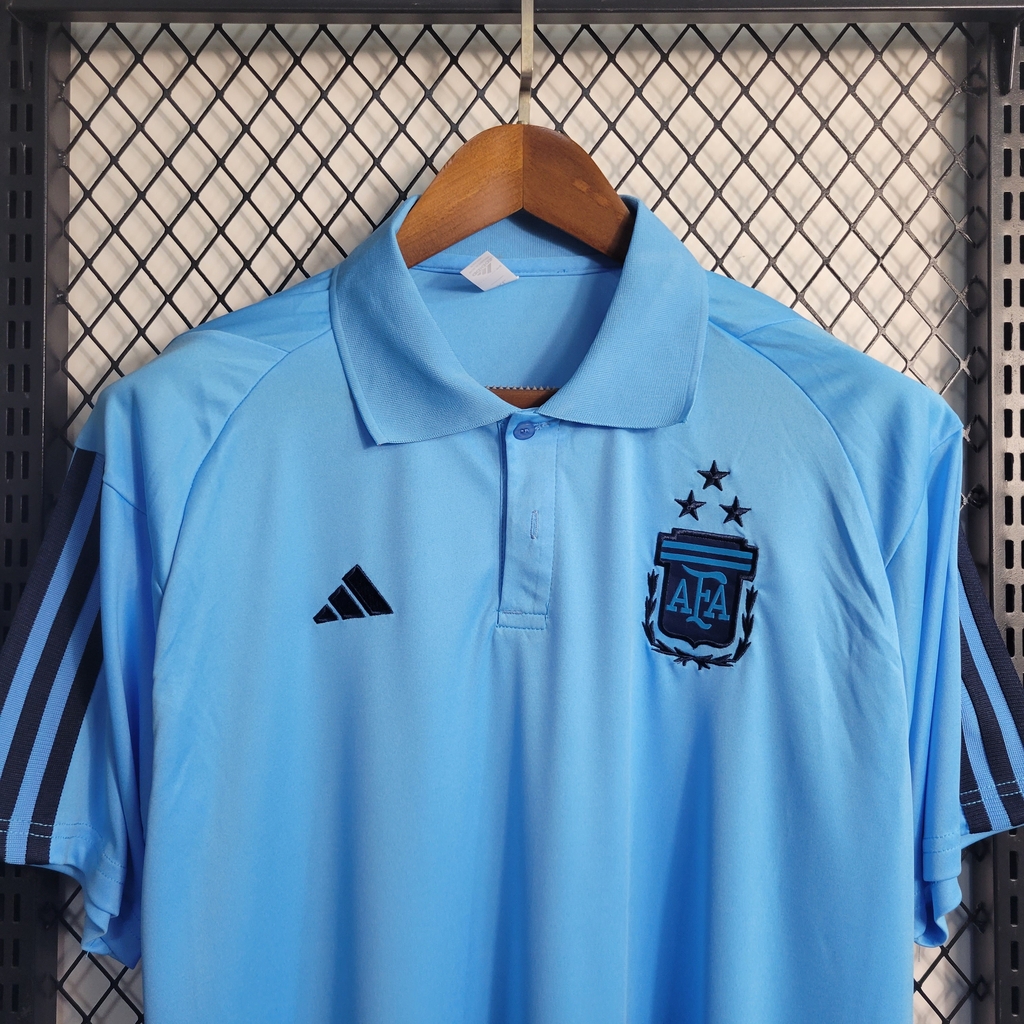Camisa Polo Argentina 2022/2023 Azul Claro Adidas Masculina