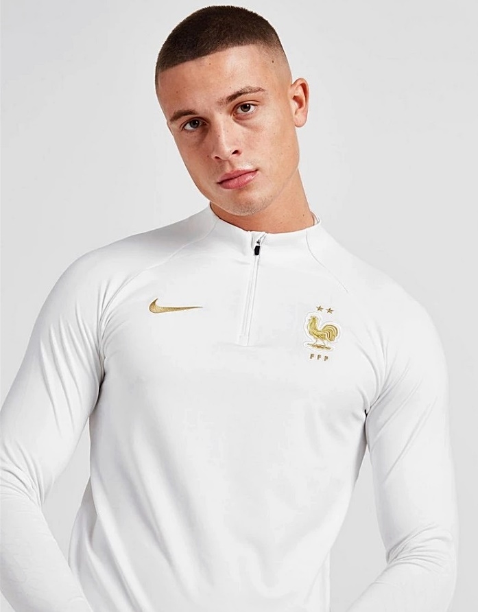 Conjunto Agasalho Treino França 2022/2023 Branco e Azul Nike Masculin