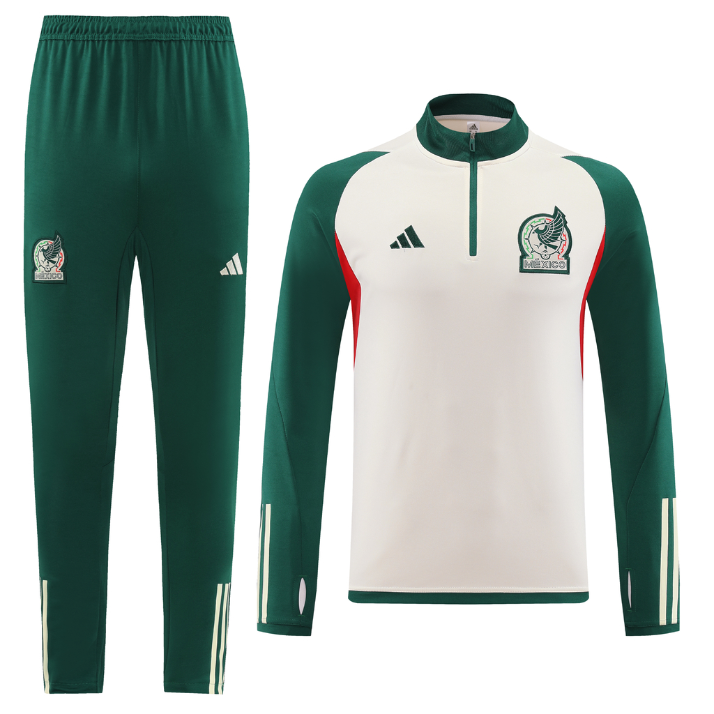 Conjunto Agasalho Treino México 2022/2023 Branco e Verde Adidas