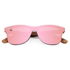 Lentes de Sol Flamenco Rosas Tulipán Espejados & Patillas de Madera - Polarizados UV400 Dama - PANDAS® Lentes de Sol para Mujer y Hombre Polarizados de Madera y Bambú