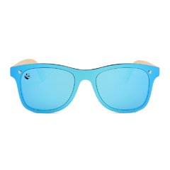 Lentes de Sol Quetzal Azul Hielo Espejados & Patillas de Bambú - UV400 Unisex en internet