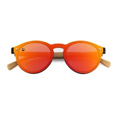 Lentes de Sol Mapache Rojo Fuego Espejados & Patillas de Bambú - UV400 Unisex - PANDAS® Lentes de Sol para Mujer y Hombre Polarizados de Madera y Bambú