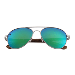 Lentes de Sol Aviador Aquila Esmeralda Espejados & Patillas de Madera - Polarizados UV400 Unisex - PANDAS® Lentes de Sol para Mujer y Hombre Polarizados de Madera y Bambú